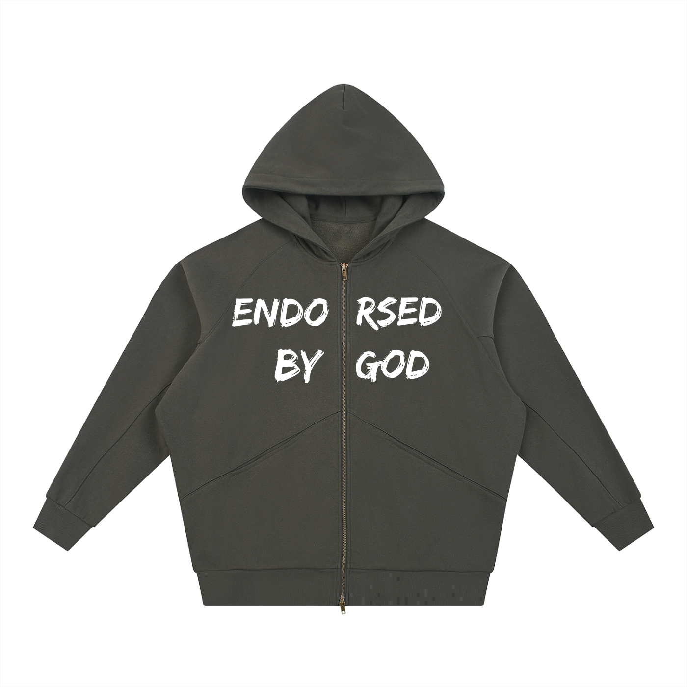Endorsed By God,Oversized Zip Through Hoodie
